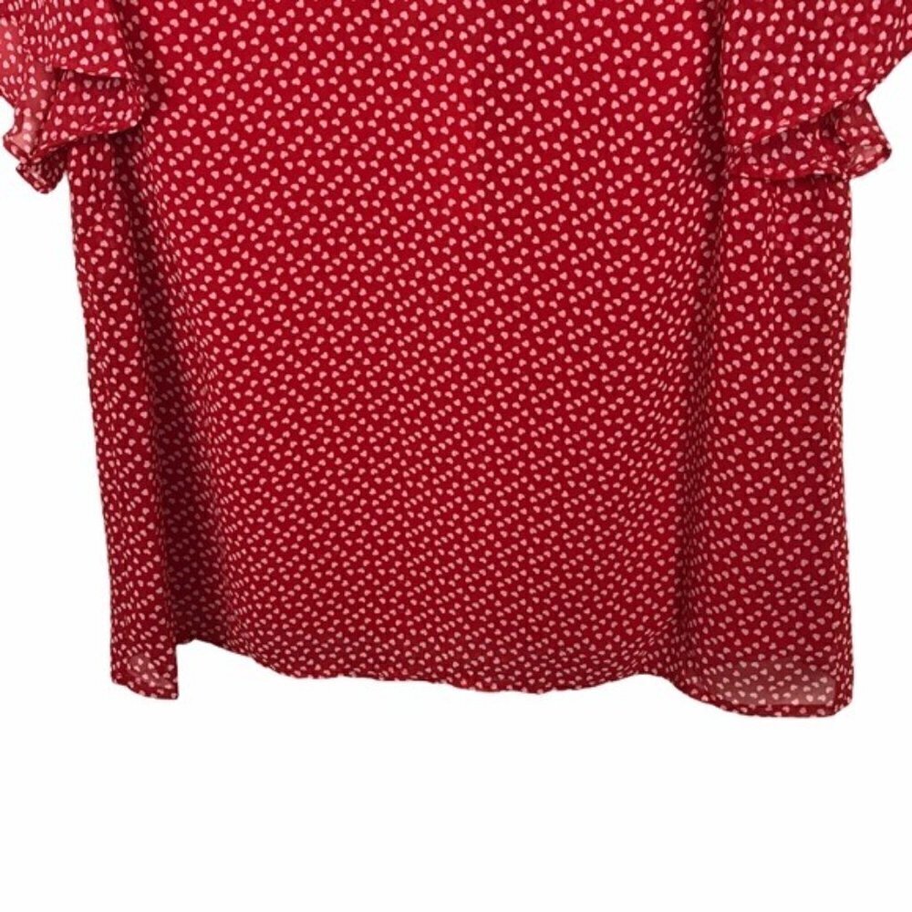 Sugarlips Red Heart Print Short Flutter Sleeve Bl… - image 4